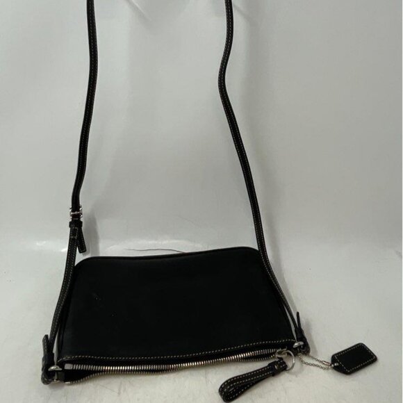 Coach  7578 BLACK LEATHER ADJUSTABLE STRAP ZIP TOP LINED CROSSBODY B - Picture 6 of 8
